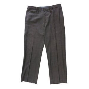 BANANA REPUBLIC Mens Brown Wool Check CLASSIC FIT Stretch Straight Pants 34x30